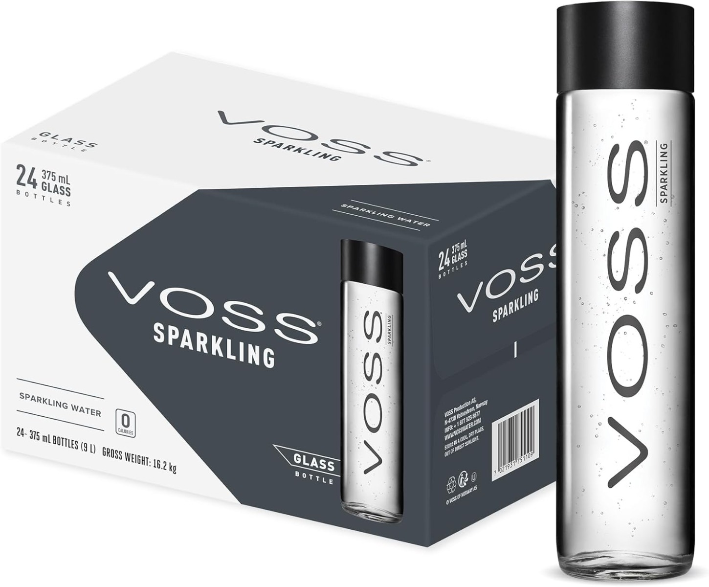 Voss Sparkling 375 ml Glass X 24 - فوس غازية 375 مل زجاج