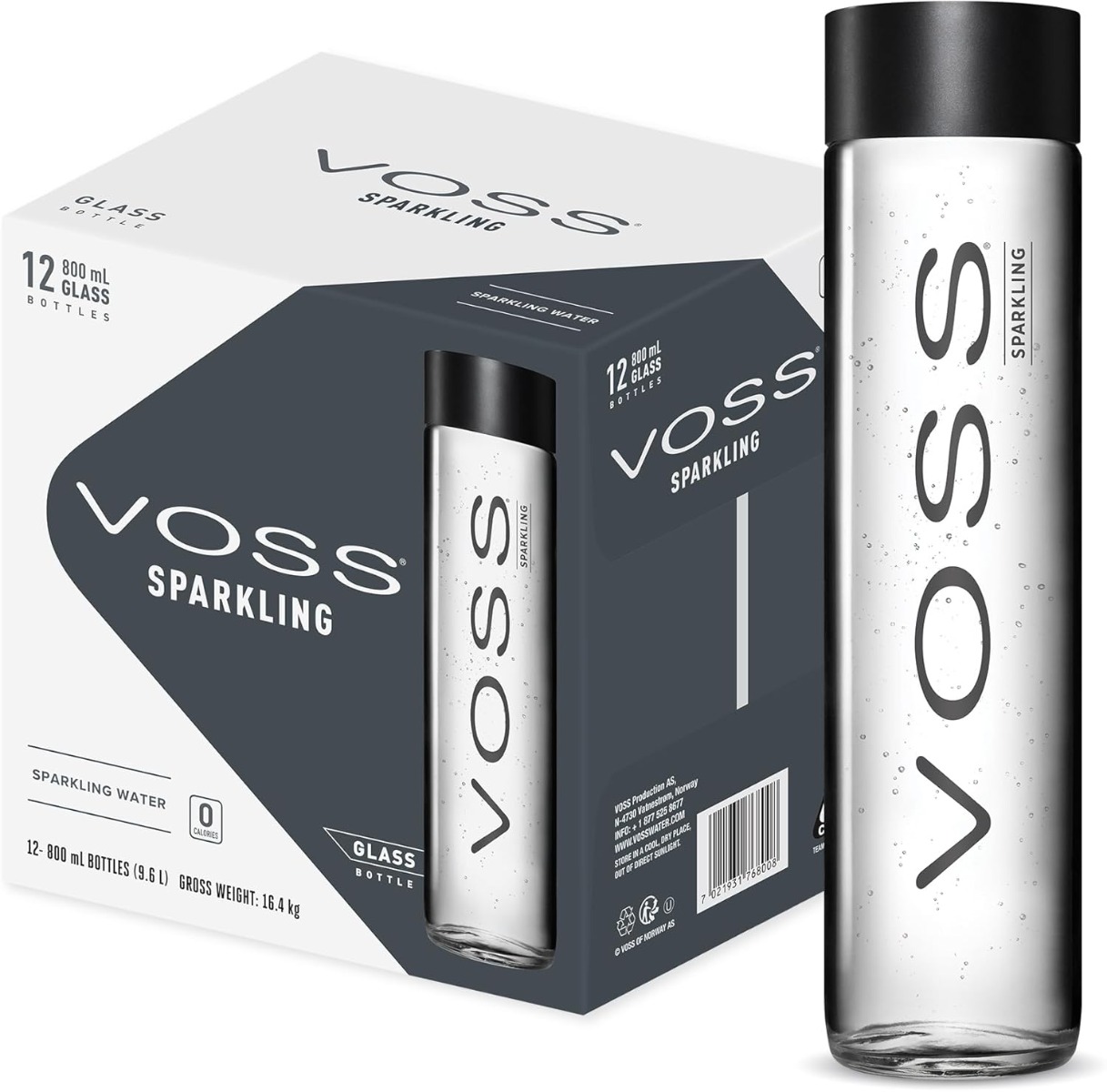 Voss Sparkling 800 ml Glass X 12 - فوس غازية 800 مل زجاج