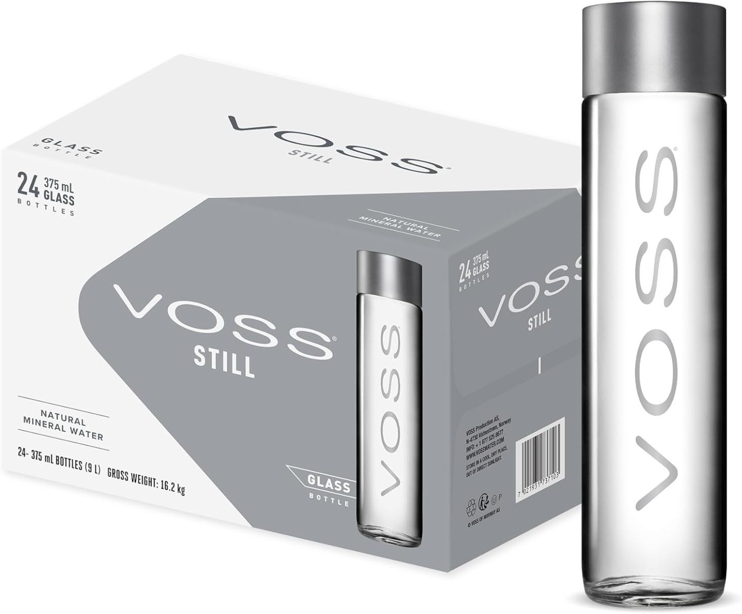 Voss Still 375 ml Glass X 24 -  فوس مياه معدنية عادية 375 مل زجاج