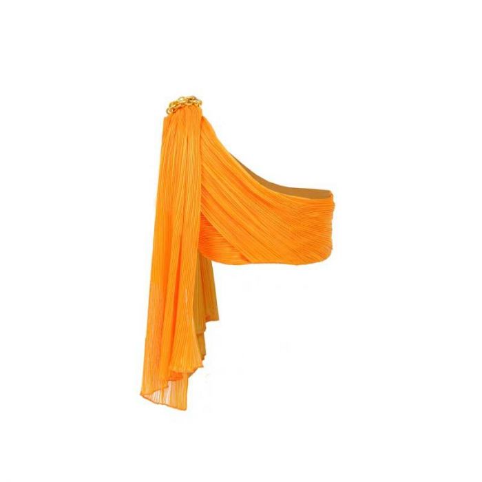 ONE SHOULDER CRUSHED CHIFFON CROP TOP - توب | RAISA VANESSA - رايسا فانيسا