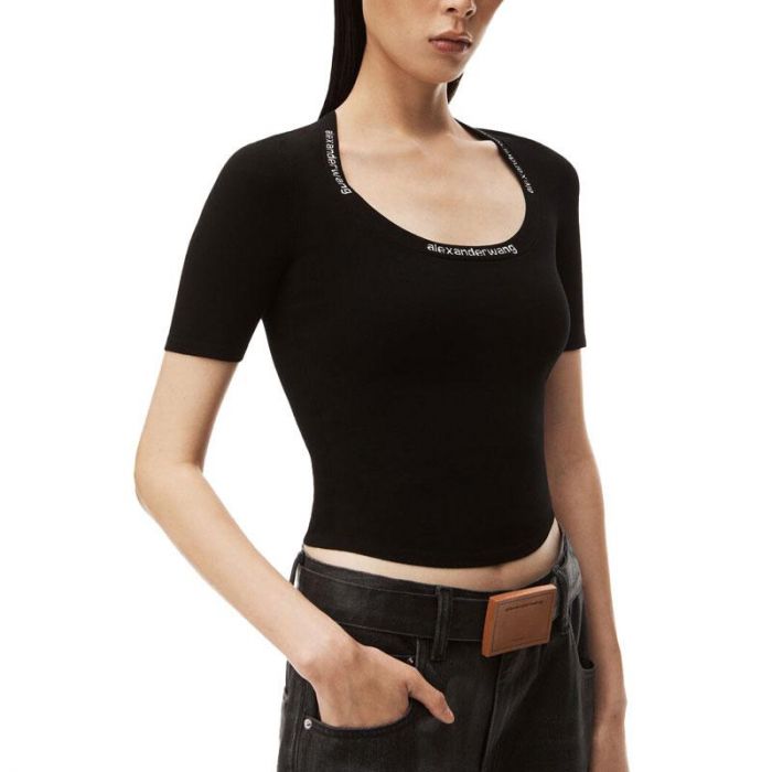 BODYCON S/S T-SHIRT - Ù‚Ù…ÙŠØµ Ø¨Ù‚ÙŽØµÙŽÙ‘Ø© Ø¶ÙŠÙ‘Ù‚Ø© ÙˆØ£ÙƒÙ…Ø§Ù… Ù‚ØµÙŠØ±Ø© Ù„Ù„Ø¬Ø³Ù… | T BY ALEXANDER WANG - تي باي الكسندر وانغ