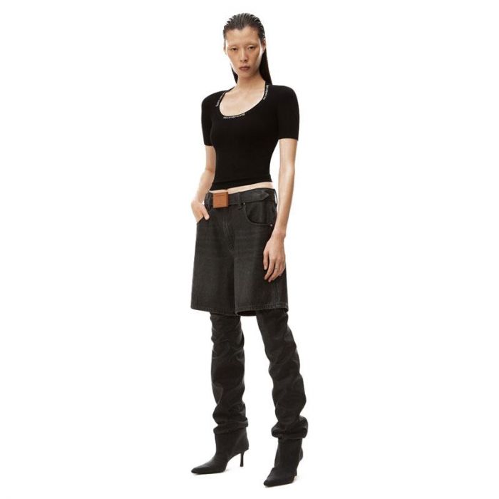 BODYCON S/S T-SHIRT - Ù‚Ù…ÙŠØµ Ø¨Ù‚ÙŽØµÙŽÙ‘Ø© Ø¶ÙŠÙ‘Ù‚Ø© ÙˆØ£ÙƒÙ…Ø§Ù… Ù‚ØµÙŠØ±Ø© Ù„Ù„Ø¬Ø³Ù… | T BY ALEXANDER WANG - تي باي الكسندر وانغ