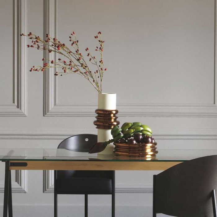 ORDINI VASE L D20 H45 CERAMIC WHITE/BRONZE - مزهرية | DRIADE - دريادي ORDINI VASE L D20 H45 CERAMIC WHITE/BRONZE - مزهرية | DRIADE - دريادي