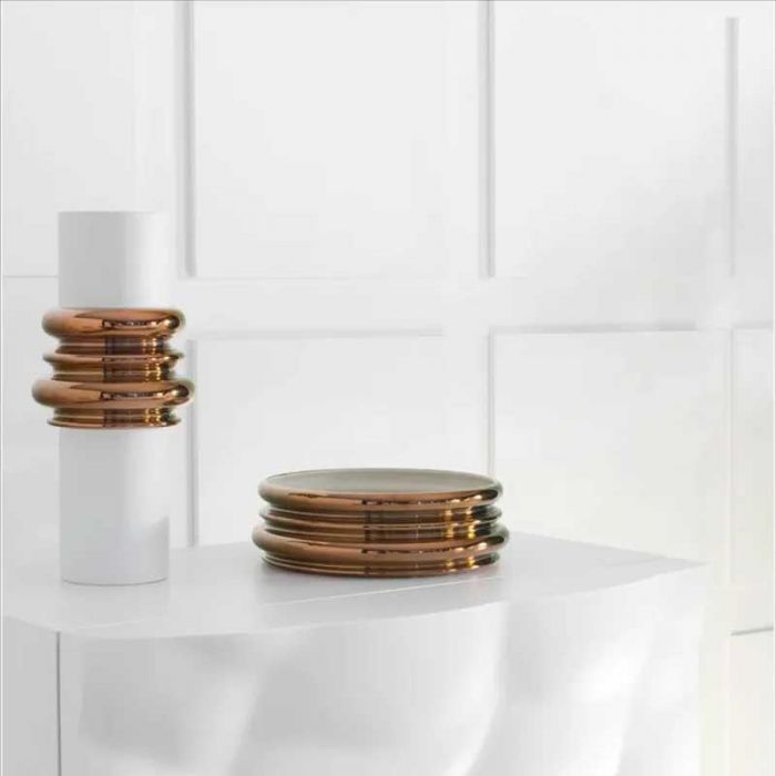 ORDINI VASE L D20 H45 CERAMIC WHITE/BRONZE - مزهرية | DRIADE - دريادي ORDINI VASE L D20 H45 CERAMIC WHITE/BRONZE - مزهرية | DRIADE - دريادي