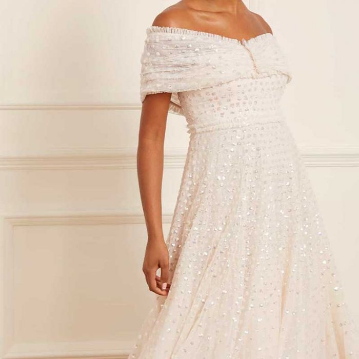 GRACE GLOSS OFF-SHOULDER ANKLE GOWN - فستان | NEEDLE & THREAD - نيدل & ثريد GRACE GLOSS OFF-SHOULDER ANKLE GOWN - فستان | NEEDLE & THREAD - نيدل & ثريد