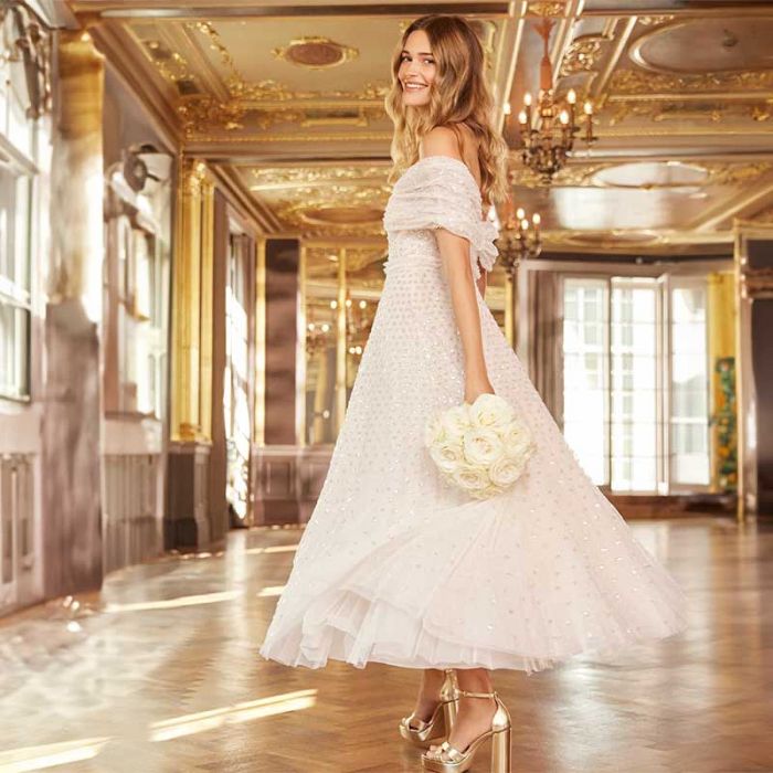 GRACE GLOSS OFF-SHOULDER ANKLE GOWN - فستان | NEEDLE & THREAD - نيدل & ثريد GRACE GLOSS OFF-SHOULDER ANKLE GOWN - فستان | NEEDLE & THREAD - نيدل & ثريد