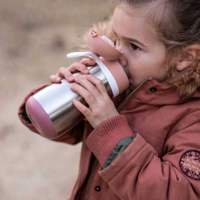 STAINLESS STEEL BOTTLE 350 ML HANDLE OLD PINK - إكسسوارات | BEABA - بيابا STAINLESS STEEL BOTTLE 350 ML HANDLE OLD PINK - إكسسوارات | BEABA - بيابا