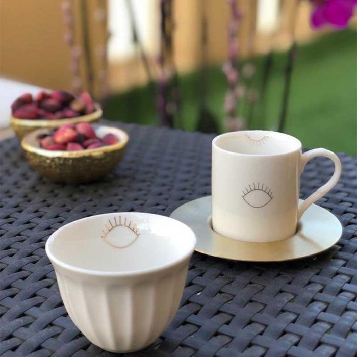 ESPR CUPS EYE W BRASS SAUCERS - أكواب | ZARINA - زارينا ESPR CUPS EYE W BRASS SAUCERS - أكواب | ZARINA - زارينا