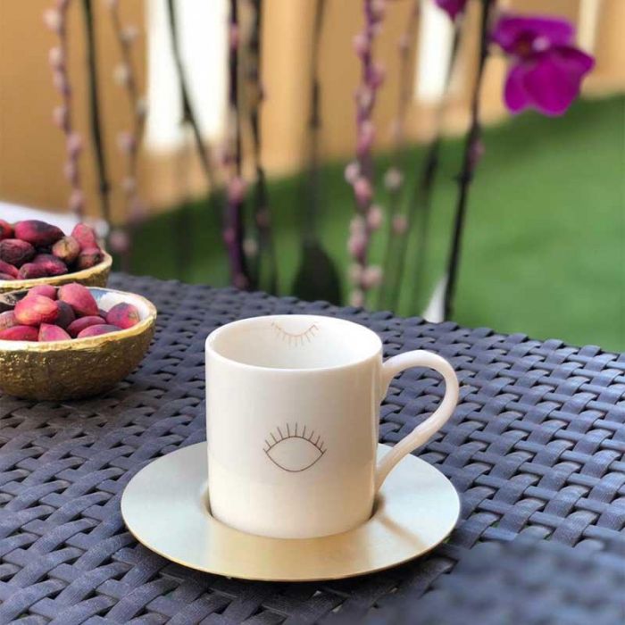 ESPR CUPS EYE W BRASS SAUCERS - أكواب | ZARINA - زارينا ESPR CUPS EYE W BRASS SAUCERS - أكواب | ZARINA - زارينا