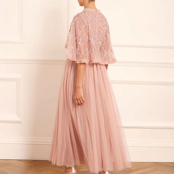 HEART LATTICE BODICE CAPE ANKLE GOWN - فستان | NEEDLE & THREAD - نيدل & ثريد HEART LATTICE BODICE CAPE ANKLE GOWN - فستان | NEEDLE & THREAD - نيدل & ثريد
