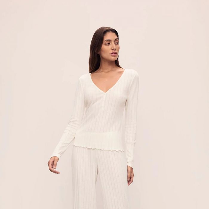 POINTELLE V NECK HENLEY - توب | EBERJEY - ايبرجي