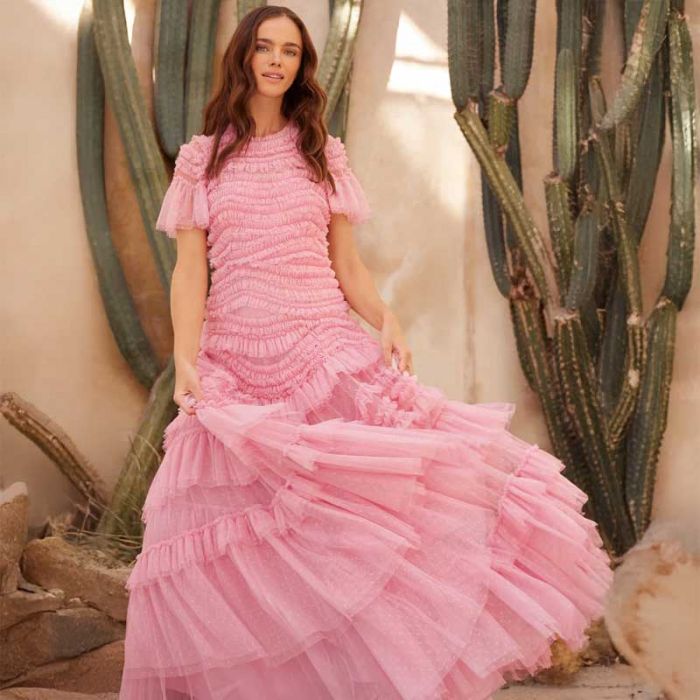 WILD ROSE SHORT SLEEVE GOWN - فستان | NEEDLE & THREAD - نيدل & ثريد WILD ROSE SHORT SLEEVE GOWN - فستان | NEEDLE & THREAD - نيدل & ثريد
