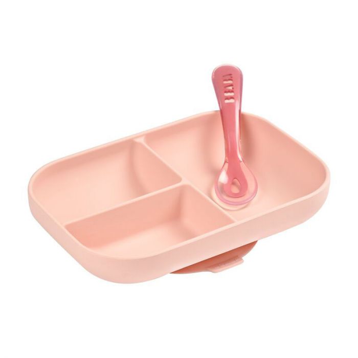BEABA SILICONE SUCTION DIVIDED PLATE PINK - إكسسوارات | BEABA - بيابا