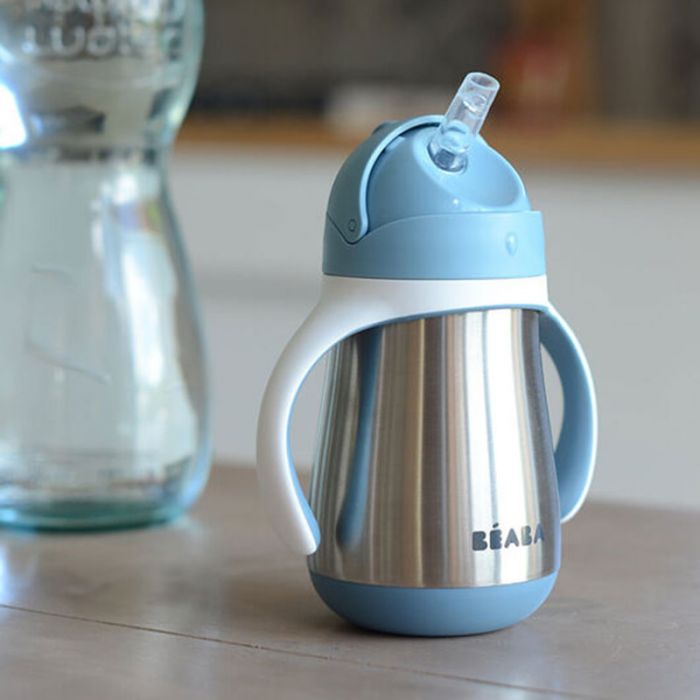 BEABA STAINLESS STEEL STRAW CUP WINDY BLUE - إكسسوارات | BEABA - بيابا BEABA STAINLESS STEEL STRAW CUP WINDY BLUE - إكسسوارات | BEABA - بيابا
