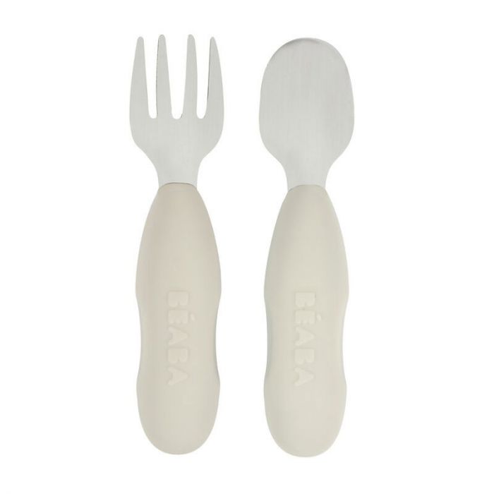 BEABA SET OF 2 STAINLESS STEEL PRE CUTLERY VELVET GREY - إكسسوارات | BEABA - بيابا BEABA SET OF 2 STAINLESS STEEL PRE CUTLERY VELVET GREY - إكسسوارات | BEABA - بيابا