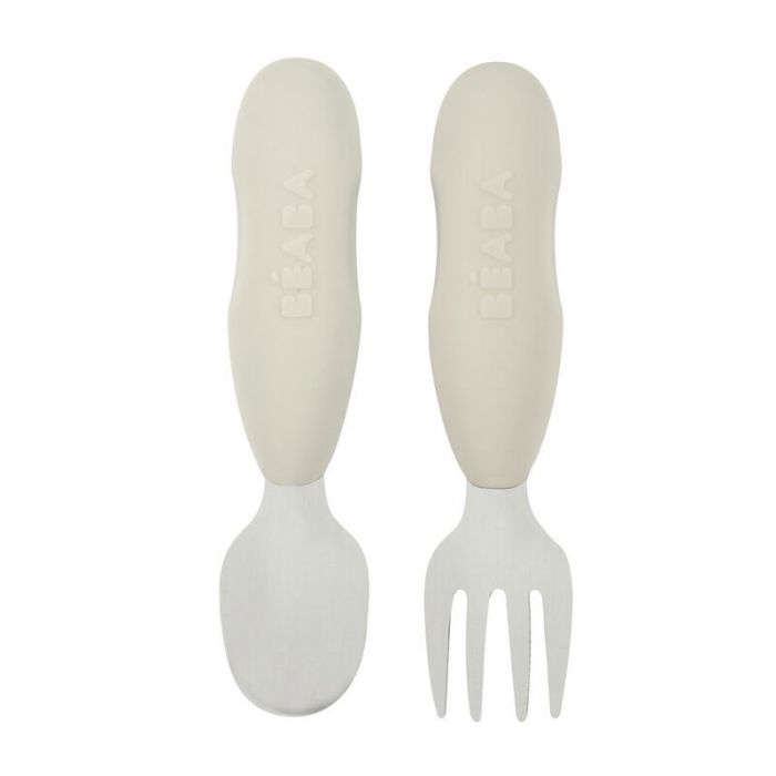 BEABA SET OF 2 STAINLESS STEEL PRE CUTLERY VELVET GREY - إكسسوارات | BEABA - بيابا BEABA SET OF 2 STAINLESS STEEL PRE CUTLERY VELVET GREY - إكسسوارات | BEABA - بيابا