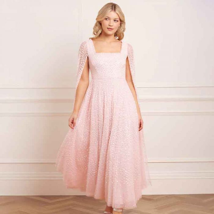 SCATTER DOT CAPE SLEEVE ANKLE GOWN - فستان | NEEDLE & THREAD - نيدل & ثريد SCATTER DOT CAPE SLEEVE ANKLE GOWN - فستان | NEEDLE & THREAD - نيدل & ثريد
