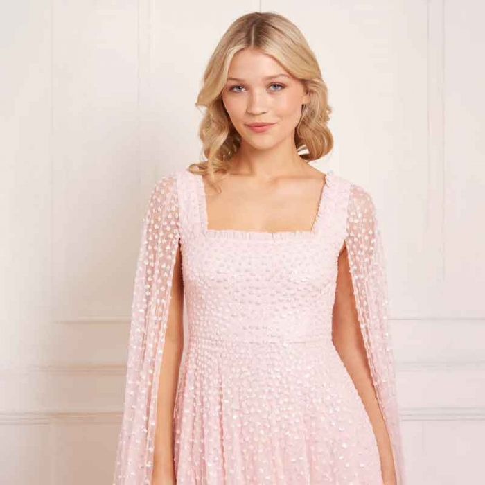 SCATTER DOT CAPE SLEEVE ANKLE GOWN - فستان | NEEDLE & THREAD - نيدل & ثريد SCATTER DOT CAPE SLEEVE ANKLE GOWN - فستان | NEEDLE & THREAD - نيدل & ثريد