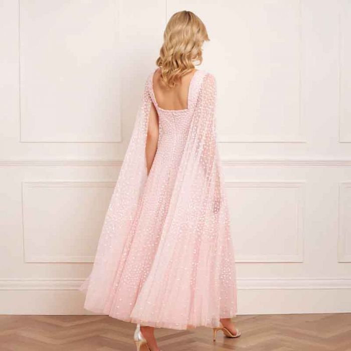 SCATTER DOT CAPE SLEEVE ANKLE GOWN - فستان | NEEDLE & THREAD - نيدل & ثريد SCATTER DOT CAPE SLEEVE ANKLE GOWN - فستان | NEEDLE & THREAD - نيدل & ثريد
