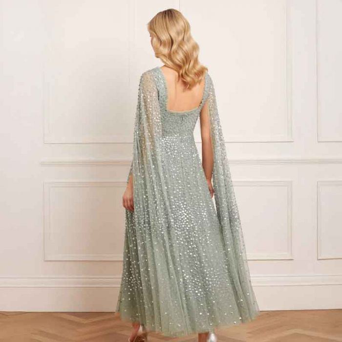 SCATTER DOT CAPE SLEEVE ANKLE GOWN - فستان | NEEDLE & THREAD - نيدل & ثريد SCATTER DOT CAPE SLEEVE ANKLE GOWN - فستان | NEEDLE & THREAD - نيدل & ثريد
