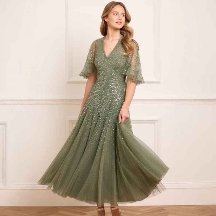 DAPPLED SEQUIN CAPE ANKLE GOWN - فستان | NEEDLE & THREAD - نيدل & ثريد DAPPLED SEQUIN CAPE ANKLE GOWN - فستان | NEEDLE & THREAD - نيدل & ثريد