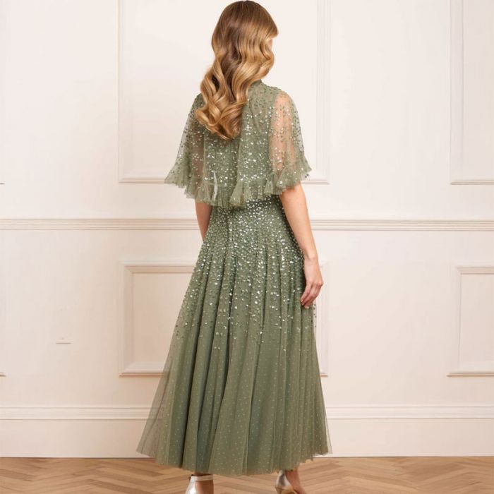 DAPPLED SEQUIN CAPE ANKLE GOWN - فستان | NEEDLE & THREAD - نيدل & ثريد DAPPLED SEQUIN CAPE ANKLE GOWN - فستان | NEEDLE & THREAD - نيدل & ثريد