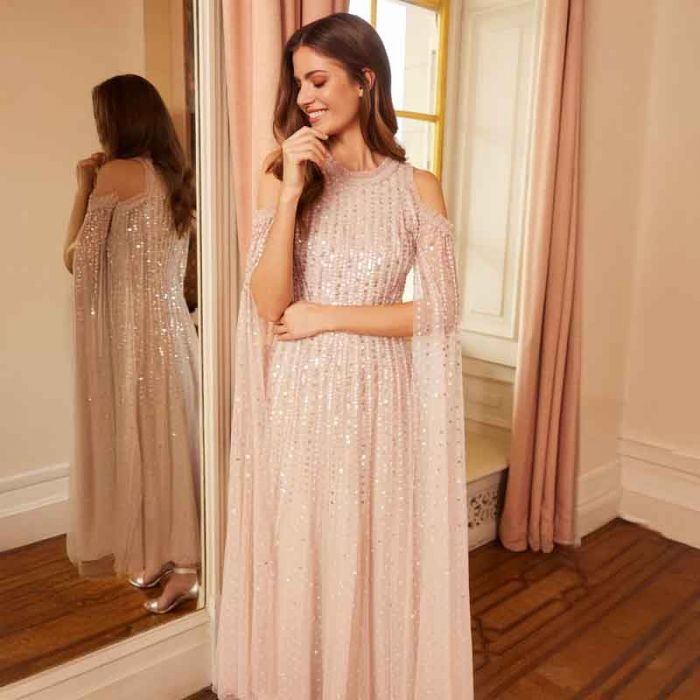 MOONLIGHT SQ CAPE SLEEVE ANKLE GOWN - فستان | NEEDLE & THREAD - نيدل & ثريد MOONLIGHT SQ CAPE SLEEVE ANKLE GOWN - فستان | NEEDLE & THREAD - نيدل & ثريد