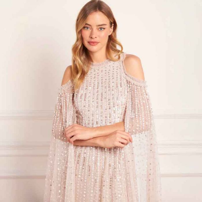 MOONLIGHT SQ CAPE SLEEVE ANKLE GOWN - فستان | NEEDLE & THREAD - نيدل & ثريد MOONLIGHT SQ CAPE SLEEVE ANKLE GOWN - فستان | NEEDLE & THREAD - نيدل & ثريد