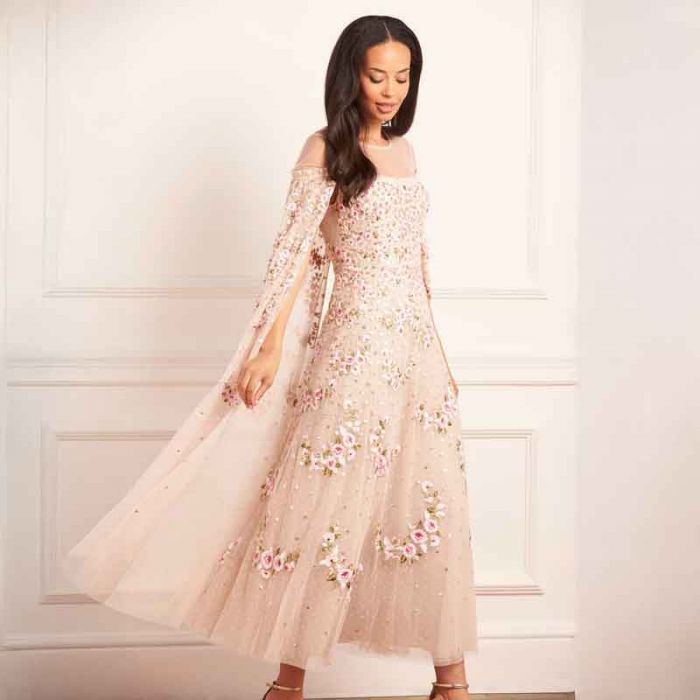 CRESCENT ROSES CAPE ANKLE GOWN - فستان | NEEDLE & THREAD - نيدل & ثريد CRESCENT ROSES CAPE ANKLE GOWN - فستان | NEEDLE & THREAD - نيدل & ثريد