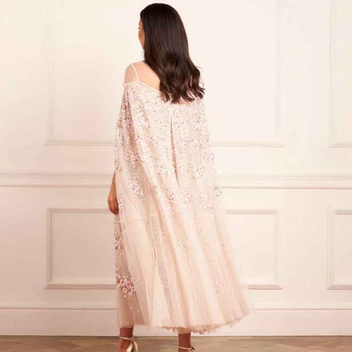 CRESCENT ROSES CAPE ANKLE GOWN - فستان | NEEDLE & THREAD - نيدل & ثريد CRESCENT ROSES CAPE ANKLE GOWN - فستان | NEEDLE & THREAD - نيدل & ثريد