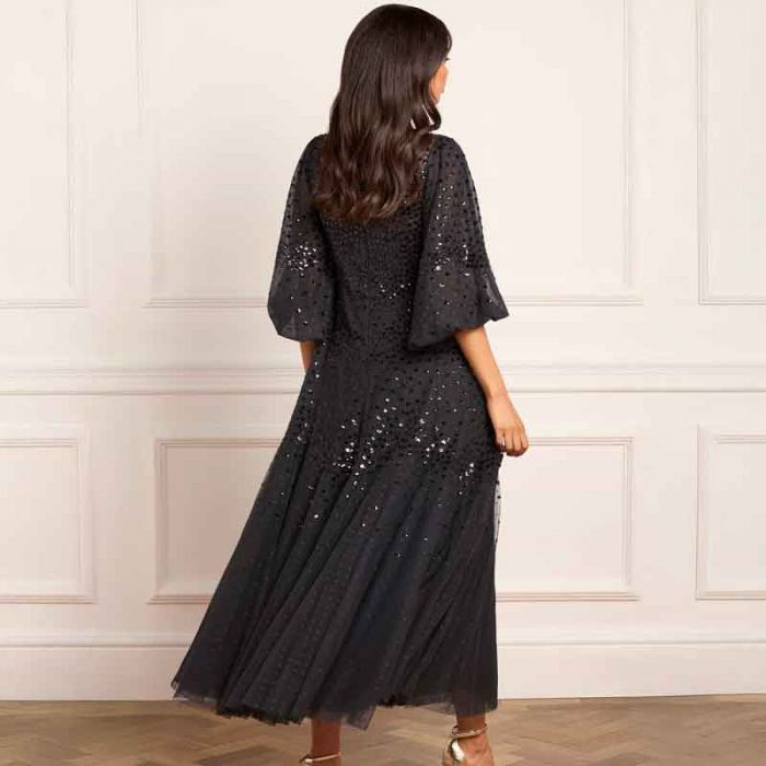SCALLOP SEQUIN ROUND NECK ANKLE GOWN - فستان | NEEDLE & THREAD - نيدل & ثريد SCALLOP SEQUIN ROUND NECK ANKLE GOWN - فستان | NEEDLE & THREAD - نيدل & ثريد