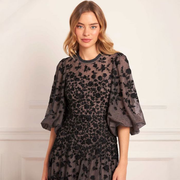 SYLVIA ROSE ROUND NECK ANKLE GOWN - فستان | NEEDLE & THREAD - نيدل & ثريد SYLVIA ROSE ROUND NECK ANKLE GOWN - فستان | NEEDLE & THREAD - نيدل & ثريد