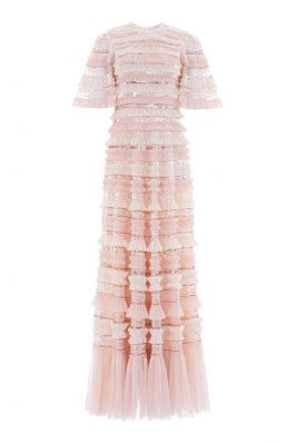 NANCY FRILL GOWN :NEEDLE AND THREAD:PINK ENCORE/CHAMPAGNE - فستان
