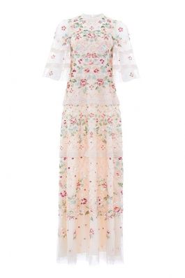 TRELLIS ROSE GOWN :NEEDLE AND THREAD:CHAMPAGNE - فستان
