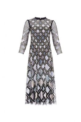 SEQUIN DIAMOND BALLERINA DRESS :NEEDLE AND THREAD:BALLET BLACK - فستان