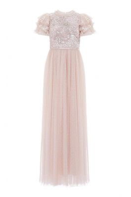 SHIRLEY RIBBON BODICE ANKLE MAXI DRESS :NEEDLE AND THREAD:PINK ENCORE - فستان