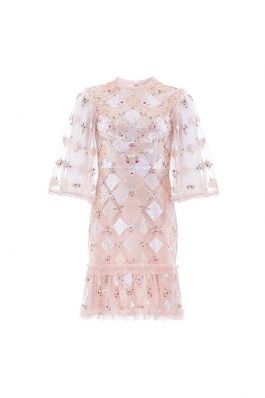 ROSE DIAMOND MINI DRESS :NEEDLE AND THREAD:PINK ENCORE - فستان
