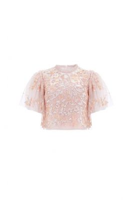SEQUIN RIBBON TOP :NEEDLE AND THREAD:PINK ENCORE - توب