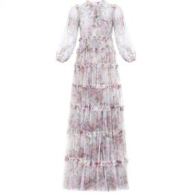 FLORAL SWAN GOWN - فستان
