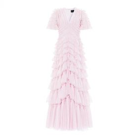 WILLOW RUFFLE V-NECK GOWN - فستان "ويلو" مكشكش بياقة على شكل V