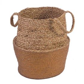 BRAIDED JUTE BASKET NATUREL/COPPER 30X45 - سلة خيش مجدولة طبيعية / نحاس - حجم: 30x45