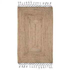 JUTE CARPET WITH MACRAME FRINGES 120X180 - سجادة مصنوعة من قماش الجوت ذات أطراف مكرمية - حجم 120X180