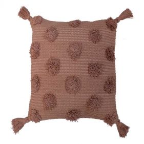 CUSHION CHINDI LOOPIES PINK WITH TASSELS 40X40 - وسادة ذات حلقات صينية وردية اللون مع شراشيب - حجم: 40X40