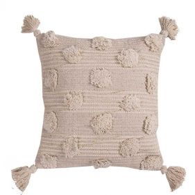 CUSHION CHINDI LOOPIES NATURAL W/ TASSELS  40X40 - وسادة ذات حلقات صينية طبيعية مع شراشيب - حجم: 40X40