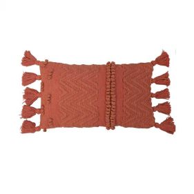 TASSEL CUSHION CHINDI TWIST TERRA 30X50 - وسادة  CHINDI TWIST TERRA مع شراشيب - حجم: 30X50