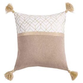 WHITE AND GOLD CUSHION LINA 40X40 - وسادة لينا باللون الأبيض والذهبي - حجم  40X40