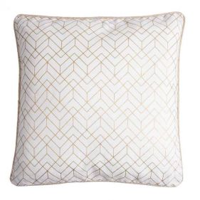 WHITE AND GOLD CUSHION LINA 50X50 - وسادة لينا باللون الأبيض والذهبي - حجم  50X50