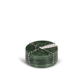 GREEN MARBLE ROUND COASTERS - قواعد أكواب مستديرة من الرخام الأخضر