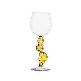 STEMMED GLASS CACTUS YELLOW - كأس زجاجي أصفر ذو ساق على شكل صبار