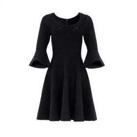 PRETTY POINTELLE KNIT SCOOP NECK MINI DRESS  - فستان قصير منسوج بحياكة منقطة